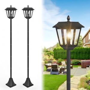 MUSUNIA Lanterne solaire d'extérieur sur pied 180 cm, avec piquet, lanterne de jardin solaire pour extérieur, éclairage de chemin résistant aux intempéries, lumière de jar (MUSUN-EU, neuf)