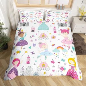 Homewish Housse de Couette Princesse de La Danse, Parure de Lit 200x200 Enfant Fille, Ensemble de Literie Château Arc-en-Ciel Kawaii, Housse Couette Fleurs Mignonnes Coccinelle Papillon, Doux (Suzhou yiyanyun e-commerce Co., Ltd, neuf)