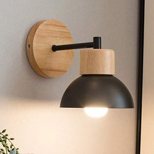 E27 Moderne Applique Murale Métal Style En Fer Forgé Bois Ceinture Applique Murale Creative Nordique Eclairage Suspension Luminaire (Noir) (Mengjay, neuf)