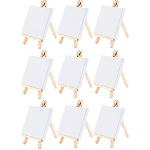 9 Pièces Mini Chevalet Toile, Mini Chevalet avec Toile Peinture Petit Chevalet en Bois pour La Peinture, Le Dessin, l'art Et Les Loisirs CréAtifs Artiste Dessin (10x10cm) (Linseray EU, neuf)