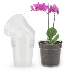 KINGLAKE 6 pièces Pot de Fleurs Plastique Transparent Pot de Fleurs extérieur Pot de Fleurs pépinière, adapté pour Balcon intérieur, Bureau, extérieur (JH Gardening, neuf)