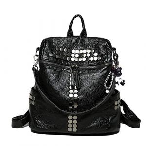 DEERWORD Femme Sac a Dos Sacs à Main Portés Bandouliere Feminin Ados Original PU Cuir 6556 1pc Ensemble Noir V7 (WUJUNWEI LTD, neuf)