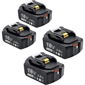 Lot de 4 Batteries Li-ION de Rechange 18 V 5,0 Ah pour Outils Makita BL1850 18 V 5000 mAh Compatible BL1860B BL1855 BL1840 BL1830 BL1835 BL1820B BL1815 18 V 5000 mAh avec indicateur LED (AKKOPOWER-FR, neuf)