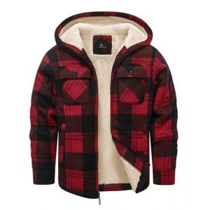 zitysport Veste Chemise Gar&ccedil;on &Eacute;paisseur Hoodie Veste &agrave; Carreaux Enfants avec Fermeture Flanelle Chaude Gar&ccedil;ons Sweat Capuche Ext&eacute;rieure Vestes d'hiver Doubl&eacute;es Pour Gar&ccedil;on Poche(Rouge L) (Haixihui, neuf)