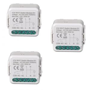 Interrupteur Wi-Fi intelligent Jog/Relais sans fil, 1 canal DC 12/24 V AC 100-240 V, application Tuya/t&eacute;l&eacute;commande Smartlife, contact sec, module compatible avec Alexa et Google (3) (lilyhong, neuf)