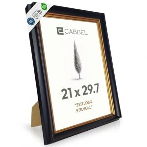 CABBEL Cadre Photo Vintage Noir-Or A4 21x30 cm AVI &ndash; Cadre Baroque Antique avec D&eacute;cor Ornemental, Id&eacute;al pour Documents, Affiches & Photos, D&eacute;coration Murale &Eacute;l&eacute;gante pour Salon & Galerie (Seller4Ever, neuf)