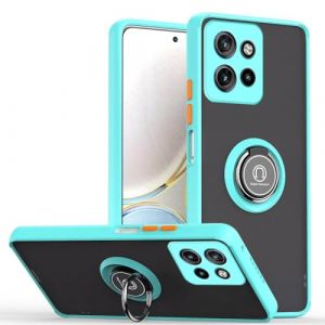 HONLEN Coque pour Motorola Moto g15 / Motorola Moto g15 Power (6.72" inches), Etui de T&eacute;l&eacute;phone Portable en Silicone Transparent Mat avec Support de Bague - Bleu Ciel (HONLEN, neuf)