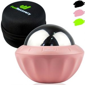 Boule de Massage Musculaire Froid et Chaud avec Balle M&eacute;tallique et Gel 8cm &Oslash; - Rouleau de Massage RollOn Manuel Detente, Relaxation, Reflexologie, Bien-&ecirc;tre, Cellulite, Dos et Pieds (Feel Recovery, neuf)