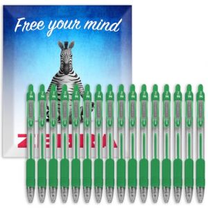 Zebra Pen Z-Grip Lot de 16 stylos &agrave; bille r&eacute;tractables &agrave; pointe de 1 mm dans un coffret cadeau en carton pour l'&eacute;cole, l'&eacute;criture, le travail, le bureau (vert) (OMGHC., neuf)