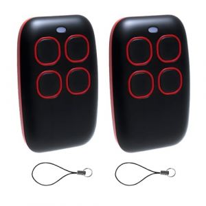 T&eacute;l&eacute;commande universelle pour porte de garage 433 MHz, 4 en 1, code tournant et code fixe, compatible avec 90+ marques, ouvre-porte de garage universel 433 MHz, rouge (2 pi&egrave;ces) (HUA QIAN, neuf)