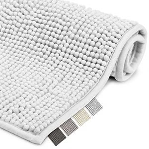 Beautissu Tapis de Bain Antid&eacute;rapant Chenille 70x120 cm - Absorbant, Moelleux, Sortie de Douche - Blanc - BeauMare WR (Brandvin, neuf)