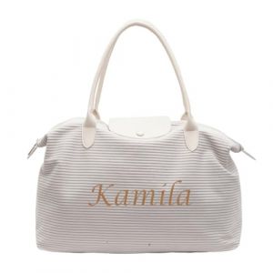 Sac fourre-tout avec lettre imprimée avec fermeture éclair - Sac en velours côtelé personnalisé - Grand cadeau de fête des mères (blanc crème) (ZHONGZHIDIAN, neuf)