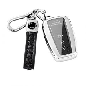 Z.MYUKI 【5 couleurs】 RAV4 Hybride Coque cl&eacute; avec porte Clef pour Toyota RAV4 XA50 2019-2025 2026 Accessoire Protection cl&eacute; (Argent&eacute;) (Z.MYUKI-EU, neuf)