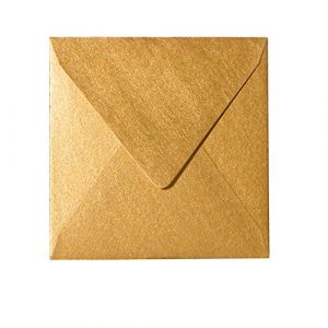 paper24 Lot de 25 enveloppes 100 x 100 mm, 10 x 10 cm Or 100 g/m&sup2; &ndash; Rabat triangulaire (paper24, neuf)