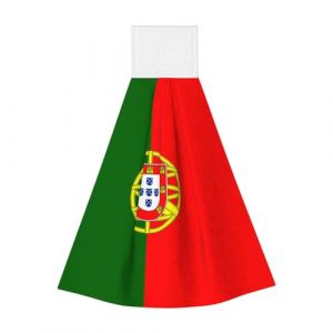 Serviette &agrave; suspendre en polaire corail pour enfants et adultes, salle de bain et cuisine, serviette &agrave; suspendre drapeau portugais, serviette de cuisine super absorbante (yangxiqiangbaihuo, neuf)