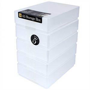 WestonBoxes Lot de 5 Bo&icirc;tes de Rangement A5 en Plastique avec Couvercles pour Fournitures d'Art, Papier et Carton - Volume 1,8 Litre (Transparent) (S.B.Weston, neuf)