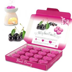 Senteur Cerise Noire Fondant Parfumé pour Bruleur Fondant, 16 x 5g Tartelette en Forme de Coeur, en Cire de Soja Vegan, Parfait comme Parfum Maison, Cadeau Femme, Cadeau Cremaillere (UKAsiaDirect, neuf)