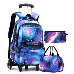 HTgroce Cartable a Roulette Fille Garçon 17inch Sac a Roulette Fille Cartable a Roulette Fille Primaire 3 in 1 Sac a Dos Roulette Fille,CP,CE1,CE2,CM1 Cadeaux de Voyage Scolaire pour Garçon et Fille. (Lldaily EUR, neuf)