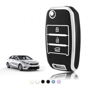 TOOMUME Coque Clé TPU, Etui Clé Étui Clé Adapté pour Kia Sportage Rio Ceed Stonic Picanto Sorento Venga Soul Carens Cerato K2 K3 K4 K5, Couvre Clef Cache Cle Voiture Telécommande - Flip Key (TOOMUME, neuf)
