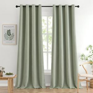 MIULEE Rideau Thermique Anti Chaleur Fenetre Interieur Lot de 2 Curtains, Vert Sauge Rideau Occultant 280 CM Hauteur Salon, Rideaux Isolant Thermique Oeillets Chambre Opaque Rideaux de Maison 140x280 (MIULEE HOME, neuf)