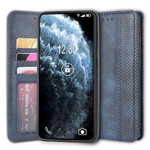 Sinyunron Coque Compatible avec Wiko Power U20 &Eacute;tui de Protection &agrave; Rabat en Cuir,Fermeture Magn&eacute;tique Pochette de Portefeuille Housse,Fonction Support,Style R&eacute;tro,Bleu (Jamitai, neuf)