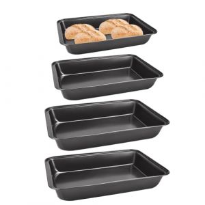 SIYINGSAERY 4 PCS Plat à Rôtir Antiadhésif 34cm 32cm 30cm, Plaque à Four Rectangulaire, Plateau Four Rectangulaire, Plaque à Four Antiadhésive, Plat à Gratin Rectangulaire, Plateau Four Inox (YINGSHUKEJI, neuf)