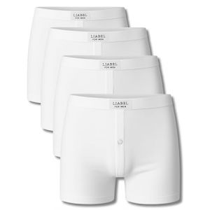 Liabel Lot de 6 boxers pour homme, en coton élastique, pour homme, en coton, respirant, pour homme, coloré, blanc et coloré, sous-vêtements pour homme, kit boxeur, Bouton - 4 blancs, XXXL (Pandesia store, neuf)
