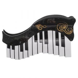ERINGOGO Pince &agrave; Cheveux Musicale Antid&eacute;rapante en Ac&eacute;tate L&eacute;ger, Motif Piano Ondul&eacute;, Accessoire pour Cheveux Boucl&eacute;s, pour Concerts, Mariages et Coiffures Originales, Clip Unique et Color&eacute; (Jehmal, neuf)