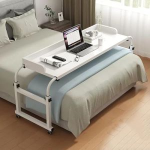 FDSGEEE Table de lit roulante Extensible, Table de lit roulante r&eacute;glable, Table pour Ordinateur Portable en Hauteur et Longueur - Station de Travail pour Ordinateur Mobile(Color:C) (Bzhsm, neuf)