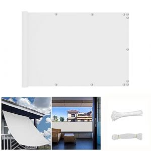 QINGLV Brise Vue Balcon 80x200cm Brise-Vue pour Balcon Couverture UV RéSistant RéSistant à l'eau Toile Brise Vue Balcon avec Attaches De CâBle Et Cordons -Blanc (YuLinASiYaKuaTouShangMaoYouXianGongSi, neuf)
