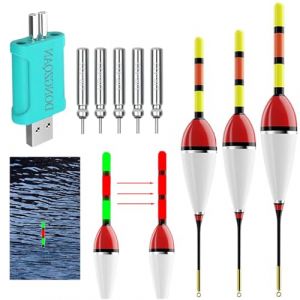 3 Pièces Bouchon Lumineux Peche, Flotteur Peche, Flotteurs pour Pêche, Detecteur de Touche Peche avec Boucle Alarme de Touche, pour la Pêche en Mer et La Pêche de Nuit (ZHENGQIANK, neuf)