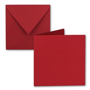 Lot de 25 cartes pliantes carrées, 15 x 15 cm, avec enveloppes, rouge rose, collage humide, pour cartes de vœux, invitations, etc (GUSTAV NEUSER GmbH, neuf)