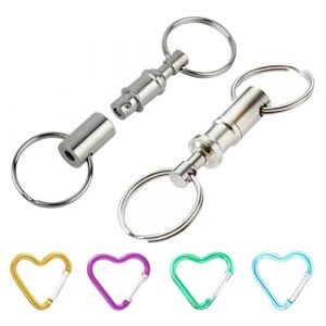 2 Pièces Porte-Clés à Dégagement Rapide Porte-Clés Détachables Porte-Clés Amovible à Part Porte-Clés Amovible Double Apart Porte Cles Avec 4 mousquetons colorés pour Maison,École,Bureau (NHQZ, neuf)