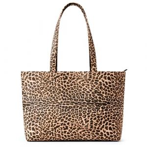 KALIDI Sac à main pour femme - Grand sac cabas - En cuir synthétique - Étanche - Avec fermeture éclair - Pour le travail, les voyages, le shopping, l'école, Léopard-02 (Laowan Ltd, neuf)