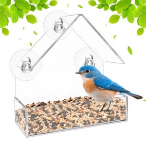 Mangeoire pour Oiseaux, Mangeoires &agrave; fen&ecirc;tre Acrylique Transparent, de Nourriture avec 3 Ventouses, pour Jardin Ext&eacute;rieur, Balcon, Observation Int&eacute;rieure - 15 * 15 * 6 cm (RAFAELOS-CHRISTOU, neuf)