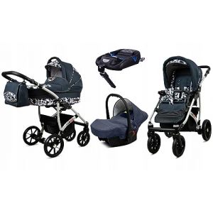 BabyLux&reg; Enfant Poussette Combin&eacute;e Set 4 en 1 - Largo - incl. Nacelle, Canne, Si&egrave;ge de voiture, ISOFIX Base - Si&egrave;ge Auto - Landau B&eacute;b&eacute; - avec Sac &agrave; langer, Habillage pluie etc. (BabyLux-shop, neuf)
