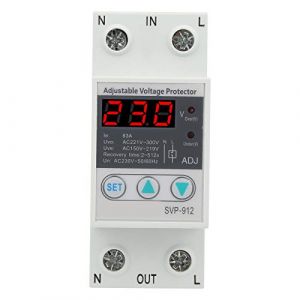 Stabilisateur de Tension, Protecteur de Tension Réglable 230V 63A AC Sous Voltmètre de Relais de contre les Surtensions pour la de Tension - SVP 912 (63A) (Dushiw, neuf)