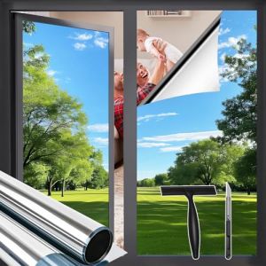 Zindoo Film Fenetre Anti Regard Film Anti Chaleur 75&times;400cm Film Miroir avec Kit de Pose Anti UV Bon Effet Miroir Protection de la Vie Priv&eacute;e Prot&eacute;ger du Soleil pour Fen&ecirc;tre Maison Bureau Magasin (Sunnylife-EU, neuf)