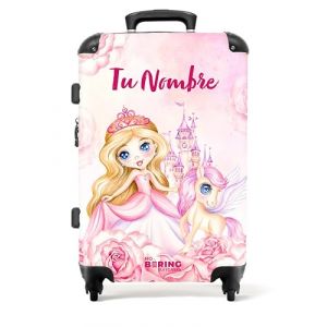 NoBoringSuitcases.com Grande Valise, Valise Personnalisable, Valise Enfant Fille, Serrure TSA, Valise Fille, Valise 23kg, Valise Grande Taille (67cm - 72L) (Princesse et ch&acirc;teau - Rose-Violet) (NoBoringSuitcases, neuf)
