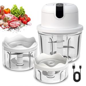 Mini hachoir Electrique,350 ml Hachoir Electrique Rechargeable USB,Hachoir A Ail Electrique,Trois Tasses,Coupe-légumes Electrique Sans Fil Pour Ail,Fruits,Viande,Légumes (CEANNA, neuf)