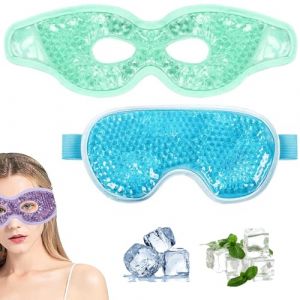 Masque Yeux Froid,Gel Anti-Cernes pour Yeux Fatigués et Gonflés,Masque Yeux Gel,Masque Froid Visage,Masque Chauffant Yeux,Réutilisable Masque,Poche de Glace pour Thérapie Chaud (Vert) (EnviableVB, neuf)