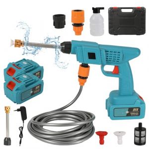 Nettoyeur haute pression portable avec 2 batteries de 12 000 mAh, nettoyeur haute pression portable de 21 V, 30 bars avec tuyau de 10 m, r&eacute;servoir &agrave; mousse, pour laver les voitures, les tapis (NEW CRAB LIMITED, neuf)