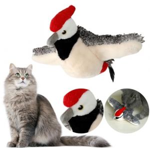 oiseau pour chat simulant le gazouillis, oiseau volant pour chat, oiseau volant avec télécommande 3 modes, jouet chat interactif, flappy bird chat avec herbe à chat, jouets pour chats (oiseau) (B) (Hundred Views, neuf)