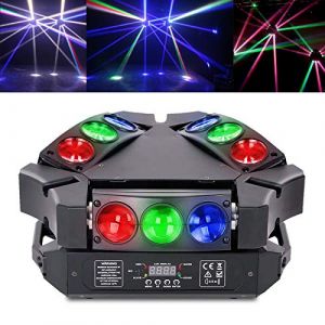 9Led RGB Lyre Led Luminaires à Tête Rotative Dmx512 Lumière de Scène à Tête Mobile, Discothèque Spot Projecteur Auto/Activée Son éclairage Disco Lumière, Jeux de Lumiere Soiree Dj Fête Noël Halloween (WecanLight, neuf)