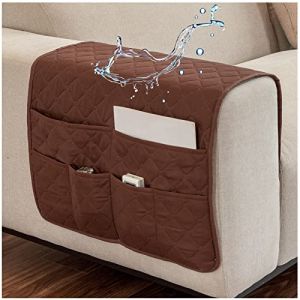 AWAV Organiseur pour Canap&eacute; et Fauteuil Imperm&eacute;able et Antid&eacute;rapant Sofa Accoudoir 6 Poches Support Organisateur de Chevet pour Tablette, t&eacute;l&eacute;phone, Tablette, Livre, t&eacute;l&eacute;commande TV (Brun) (feixixianyunxianjiexinxikejiyouxiangongsi, neuf)