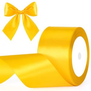 G2PLUS Ruban Satin Jaune 50 mm x 22 m Ruban Cadeau Emballage- Pour Emballage Cadeau, &agrave; la main, D&eacute;coration (BIGGER, neuf)