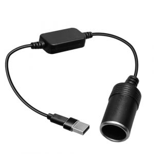 Câble Convertisseur 5V USB-A Mâle vers Prise Allume-cigares 12V Femelle de Voiture pour Enregistreur de Conduite, Caméra de Tableau de Bord, GPS, Chien Électronique - Noir (CuiErNingDianZi, neuf)