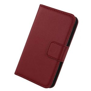 Lankashi Flip Folio Veritable Cuir Housse Coque Etui Cas pour Doro 8030 8031 4.5" Premium Cover TPU Silicone Case Couverture Protecteur Portefeuille Genuine Leather Book Wallet (Rouge fonc&eacute;) (lankashi-uk, neuf)