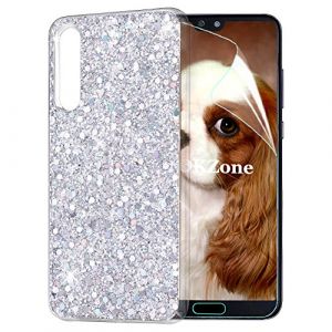 Coque Huawei P20 Pro,OKZone Mince &Eacute;tui en silicone souple Paillette Strass Brillante Bling Bling Glitter de Luxe,Flexible Plein-Corps TPU Bumper Housse Etui de Protection pour Huawei P20 Pro (Argent) (OKZone EU Store, neuf)