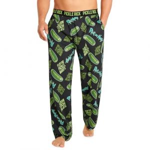 RICK AND MORTY Pantalon de Pyjama Homme Humour Bas de Pyjama Homme Long Coton S-3XL Id&eacute;e Cadeau Geek (Noir/Vert, XL) (Get Trend., neuf)